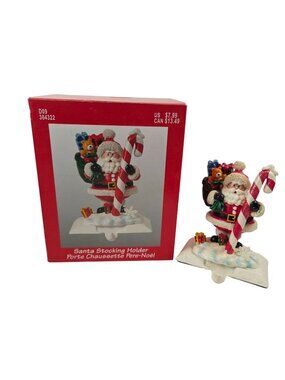 Michaels Santa Stocking Holder Resin Candy Cane Gifts Toys Christmas Decor